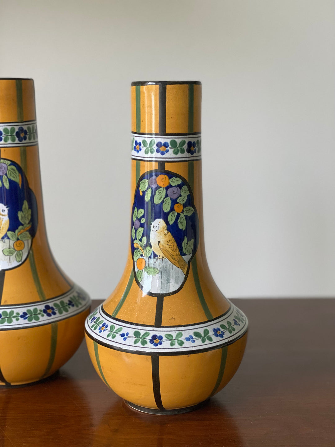 pair of rare 1930 French Henri Delcourt art deco ceramic vases