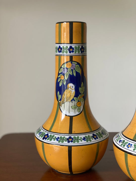 pair of rare 1930 French Henri Delcourt art deco ceramic vases