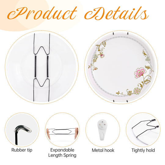 Bilillo 12-Piece Stainless Steel Wall Plate Hangers, 6/8/10Inch Invisible Decorative Wire Plate Holders, Gold