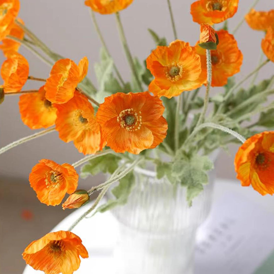 DUYONE Artificial Flowers 6 Stems Poppy Silk Bouquet,for Wedding, Home, Party Decoration,Table Centerpiece Arrangement(White)
