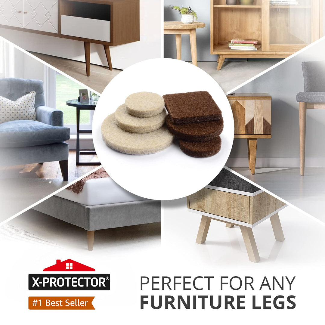 Felt Furniture Pads X-PROTECTOR 235 PCS Premium Furniture Pads - Felt Pads Furniture Feet Best Wood Floor Protectors - Protect Your Hardwood & Laminate Flooring!