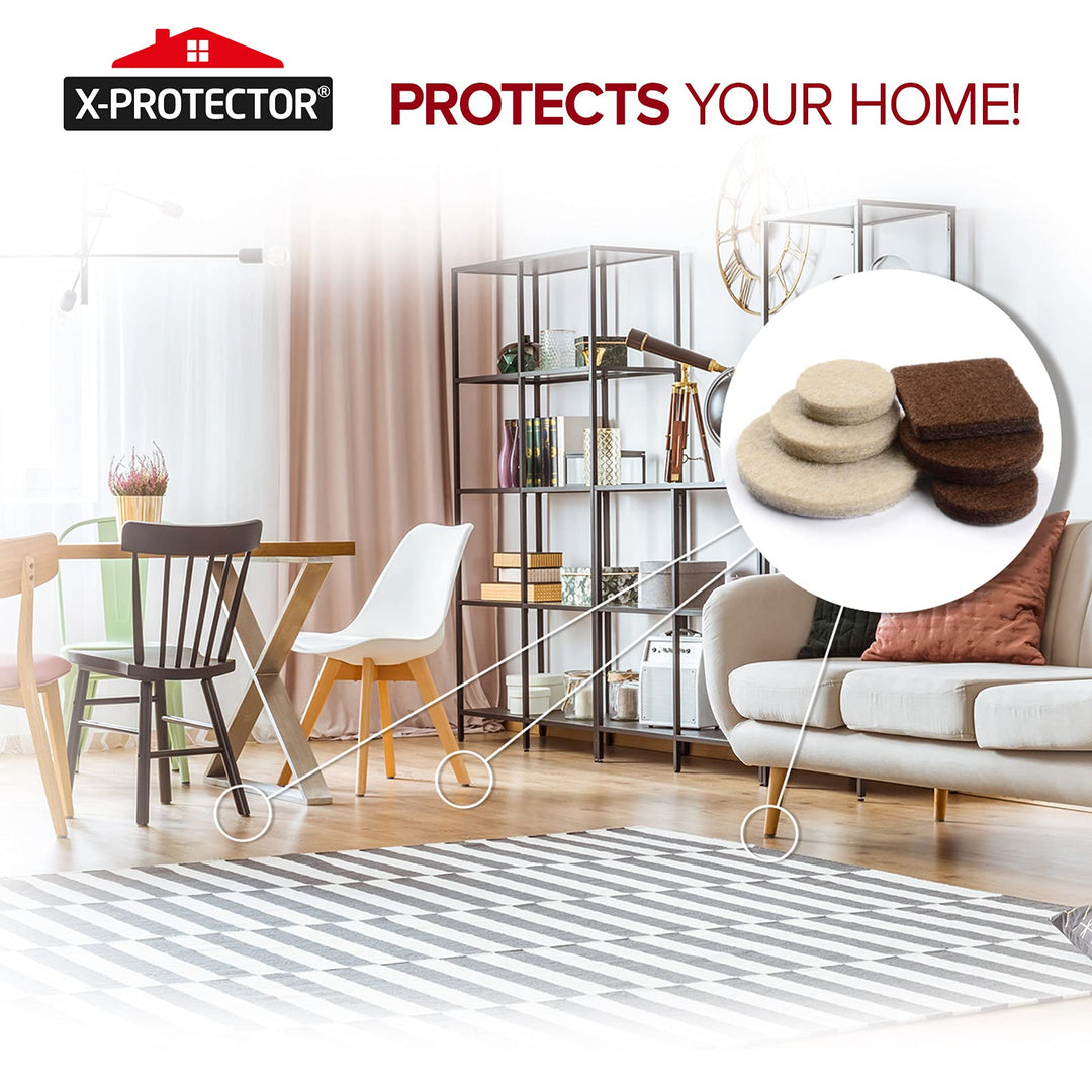 Felt Furniture Pads X-PROTECTOR 235 PCS Premium Furniture Pads - Felt Pads Furniture Feet Best Wood Floor Protectors - Protect Your Hardwood & Laminate Flooring!
