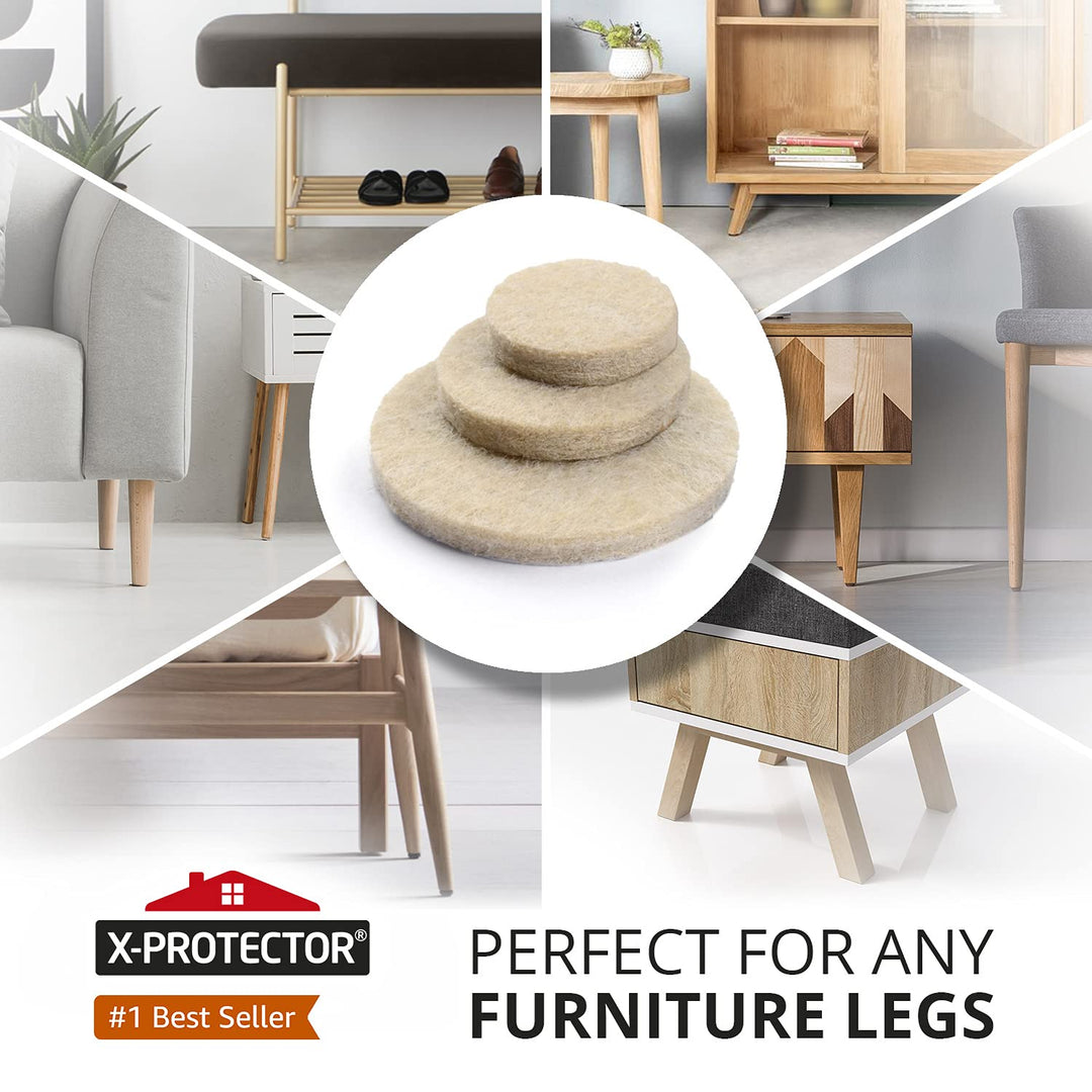 Felt Furniture Pads X-PROTECTOR 235 PCS Premium Furniture Pads - Felt Pads Furniture Feet Best Wood Floor Protectors - Protect Your Hardwood & Laminate Flooring!
