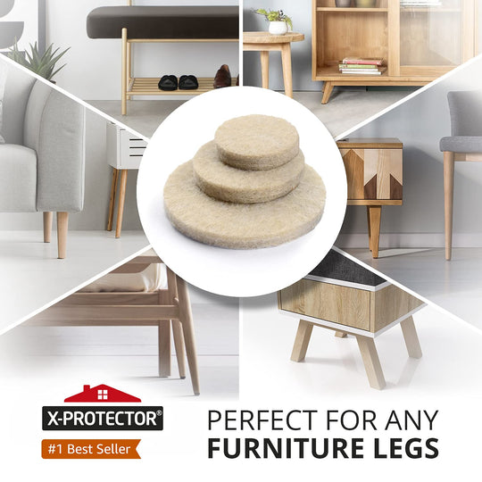 Felt Furniture Pads X-PROTECTOR 235 PCS Premium Furniture Pads - Felt Pads Furniture Feet Best Wood Floor Protectors - Protect Your Hardwood & Laminate Flooring!
