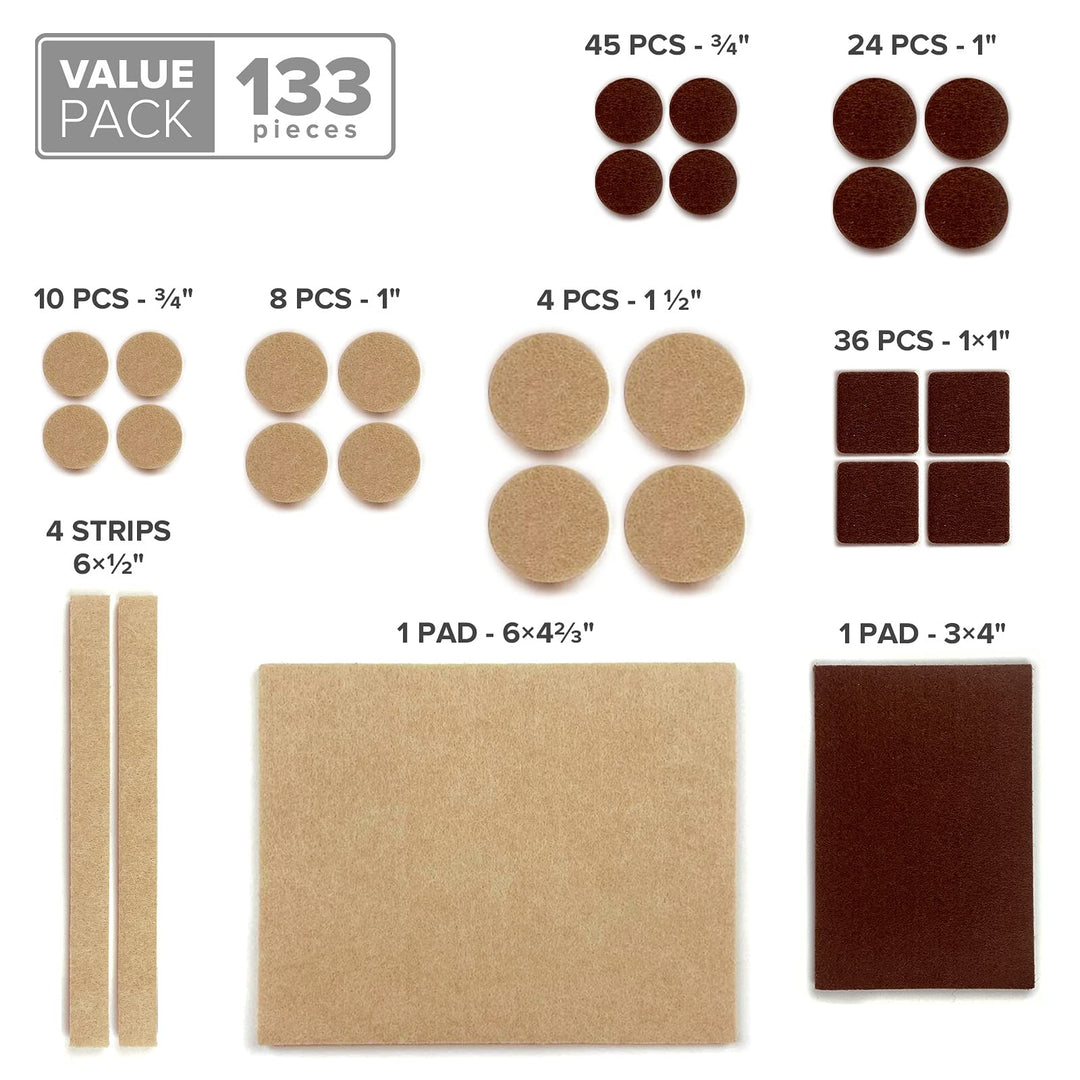 Felt Furniture Pads X-PROTECTOR 235 PCS Premium Furniture Pads - Felt Pads Furniture Feet Best Wood Floor Protectors - Protect Your Hardwood & Laminate Flooring!