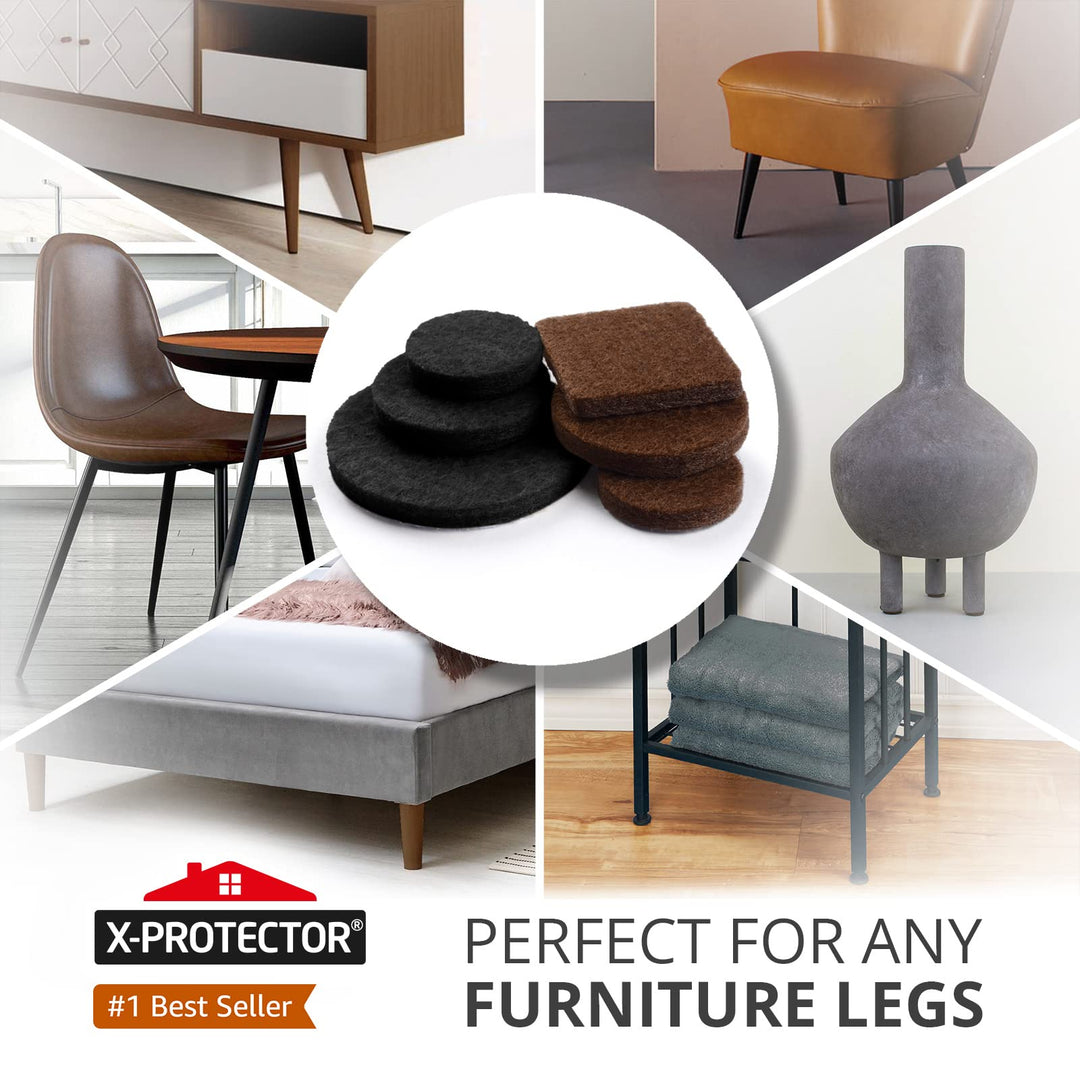 Felt Furniture Pads X-PROTECTOR 235 PCS Premium Furniture Pads - Felt Pads Furniture Feet Best Wood Floor Protectors - Protect Your Hardwood & Laminate Flooring!