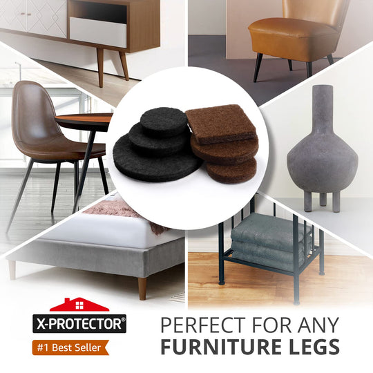 Felt Furniture Pads X-PROTECTOR 235 PCS Premium Furniture Pads - Felt Pads Furniture Feet Best Wood Floor Protectors - Protect Your Hardwood & Laminate Flooring!