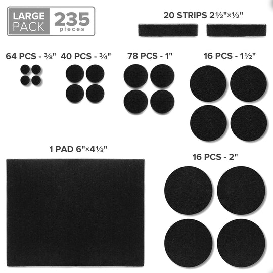 Felt Furniture Pads X-PROTECTOR 235 PCS Premium Furniture Pads - Felt Pads Furniture Feet Best Wood Floor Protectors - Protect Your Hardwood & Laminate Flooring!
