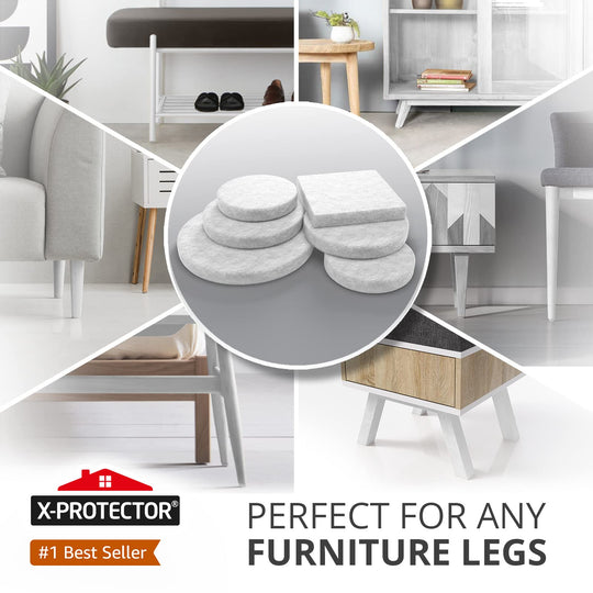 Felt Furniture Pads X-PROTECTOR 235 PCS Premium Furniture Pads - Felt Pads Furniture Feet Best Wood Floor Protectors - Protect Your Hardwood & Laminate Flooring!