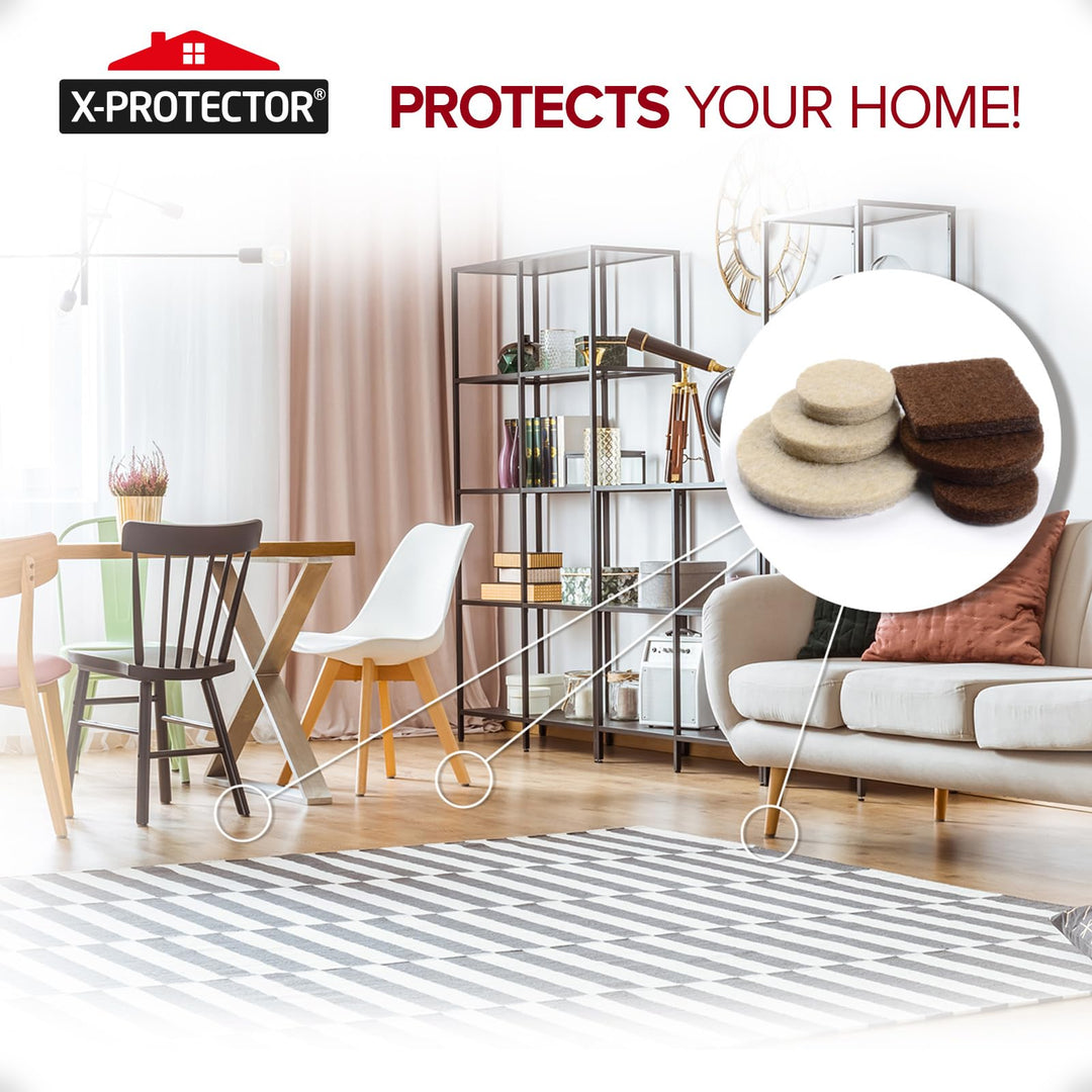 Felt Furniture Pads X-PROTECTOR 235 PCS Premium Furniture Pads - Felt Pads Furniture Feet Best Wood Floor Protectors - Protect Your Hardwood & Laminate Flooring!