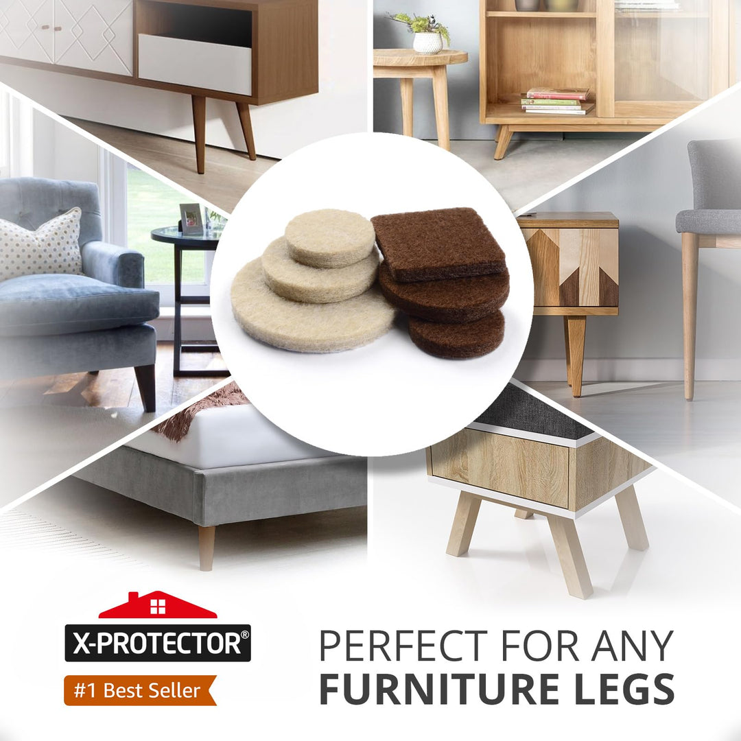 Felt Furniture Pads X-PROTECTOR 235 PCS Premium Furniture Pads - Felt Pads Furniture Feet Best Wood Floor Protectors - Protect Your Hardwood & Laminate Flooring!