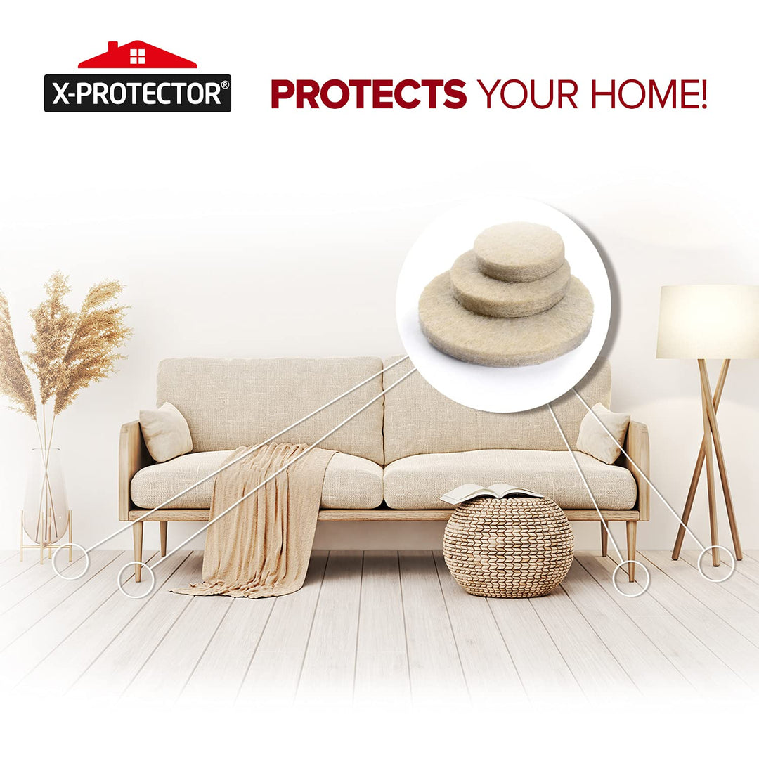 Felt Furniture Pads X-PROTECTOR 235 PCS Premium Furniture Pads - Felt Pads Furniture Feet Best Wood Floor Protectors - Protect Your Hardwood & Laminate Flooring!
