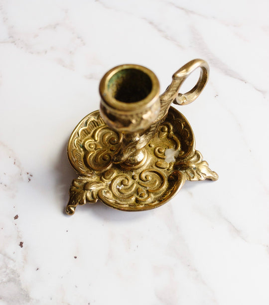 vintage Italian rococo style brass chamberstick