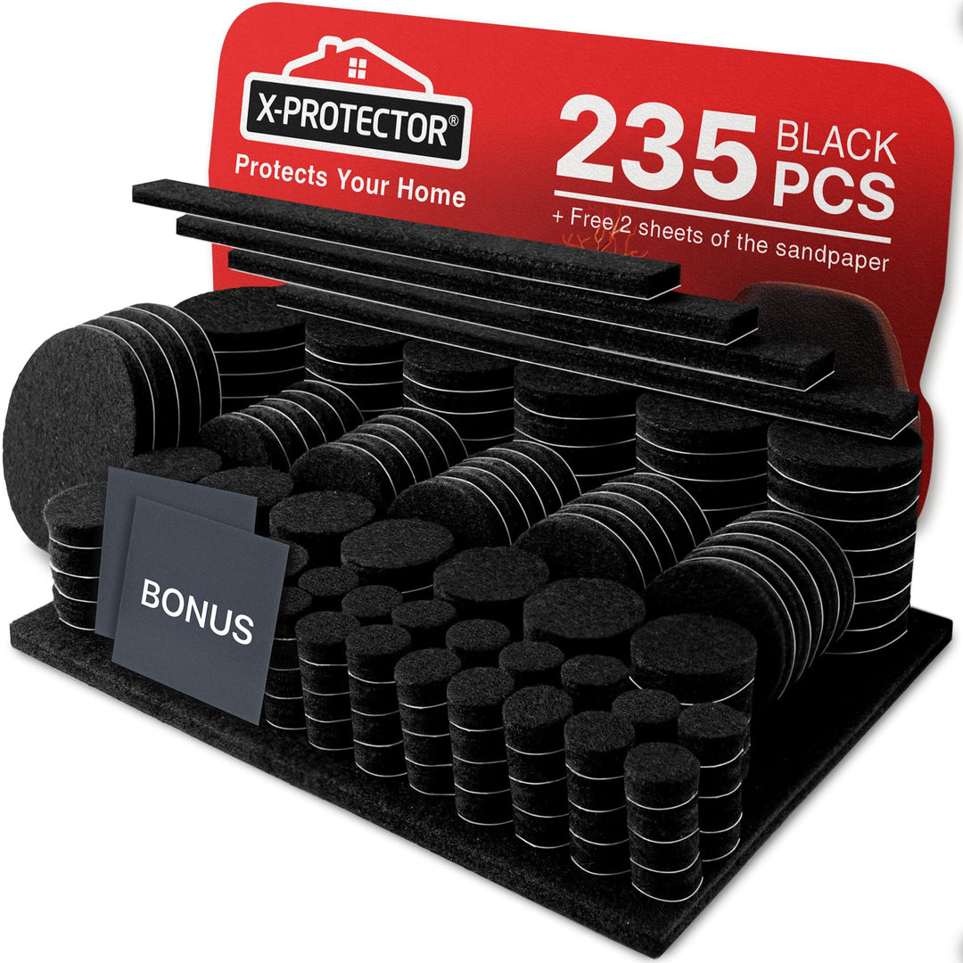 Felt Furniture Pads X-PROTECTOR 235 PCS Premium Furniture Pads - Felt Pads Furniture Feet Best Wood Floor Protectors - Protect Your Hardwood & Laminate Flooring!