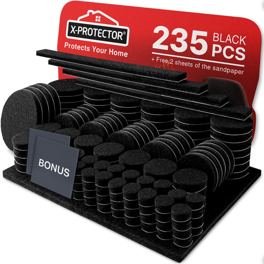 Felt Furniture Pads X-PROTECTOR 235 PCS Premium Furniture Pads - Felt Pads Furniture Feet Best Wood Floor Protectors - Protect Your Hardwood & Laminate Flooring!