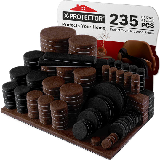 Felt Furniture Pads X-PROTECTOR 235 PCS Premium Furniture Pads - Felt Pads Furniture Feet Best Wood Floor Protectors - Protect Your Hardwood & Laminate Flooring!