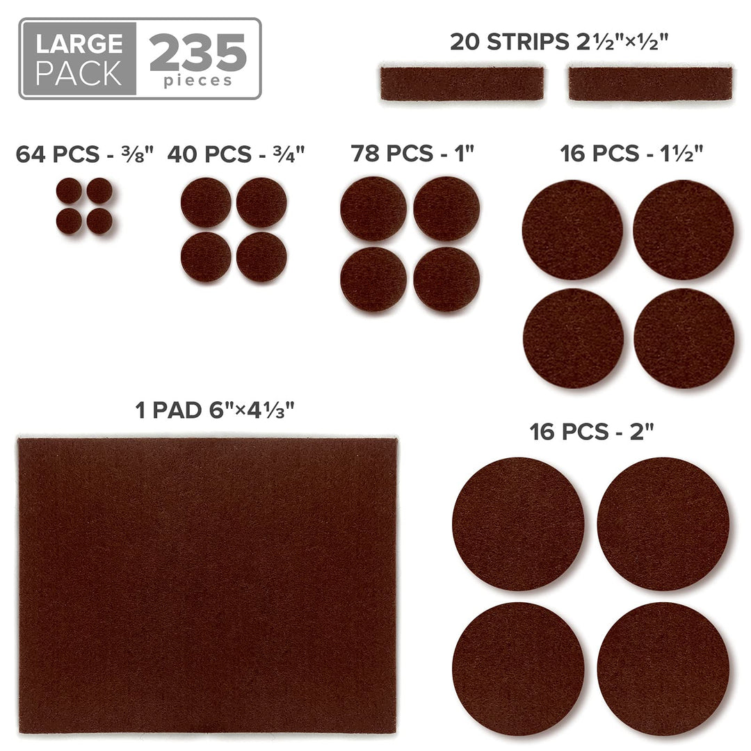 Felt Furniture Pads X-PROTECTOR 235 PCS Premium Furniture Pads - Felt Pads Furniture Feet Best Wood Floor Protectors - Protect Your Hardwood & Laminate Flooring!