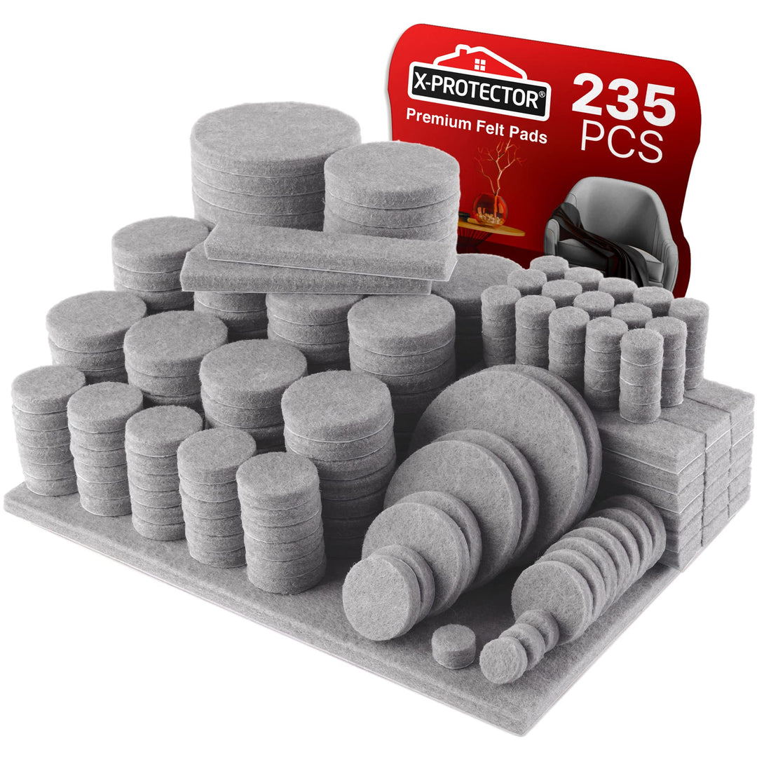 Felt Furniture Pads X-PROTECTOR 235 PCS Premium Furniture Pads - Felt Pads Furniture Feet Best Wood Floor Protectors - Protect Your Hardwood & Laminate Flooring!