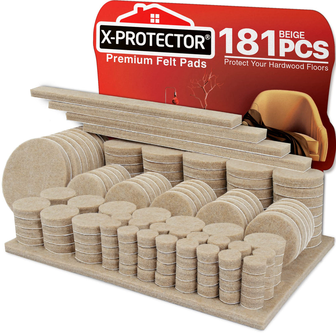 Felt Furniture Pads X-PROTECTOR 235 PCS Premium Furniture Pads - Felt Pads Furniture Feet Best Wood Floor Protectors - Protect Your Hardwood & Laminate Flooring!