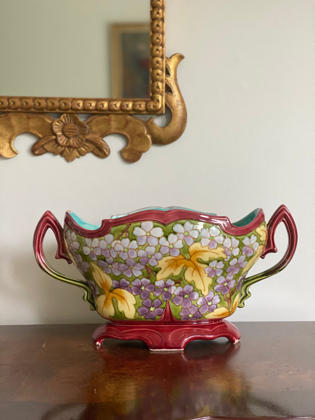 rare turn of the century Longchamp majolica jardinière