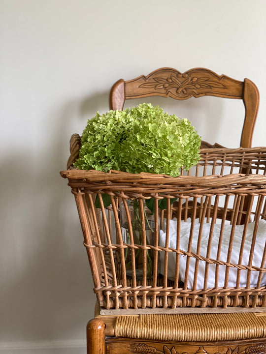antique French open weave market basket