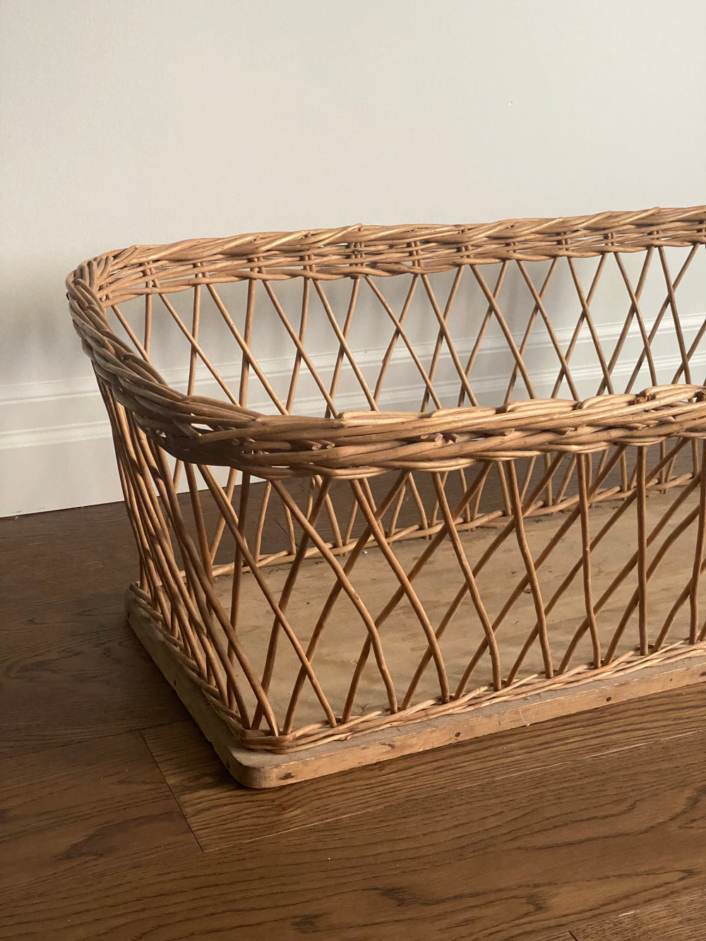 19th century European open weave willow woven basket
