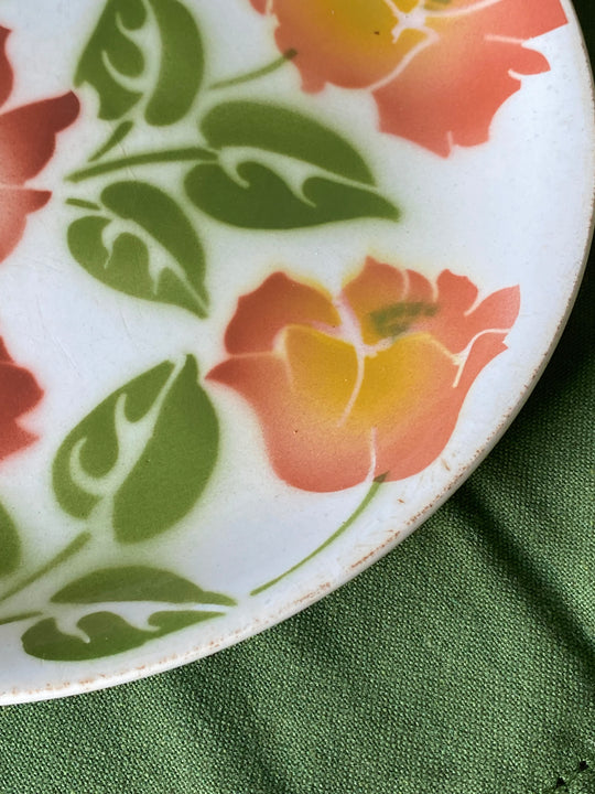rare 1940s French Orchies faience dinner plates, set of 4