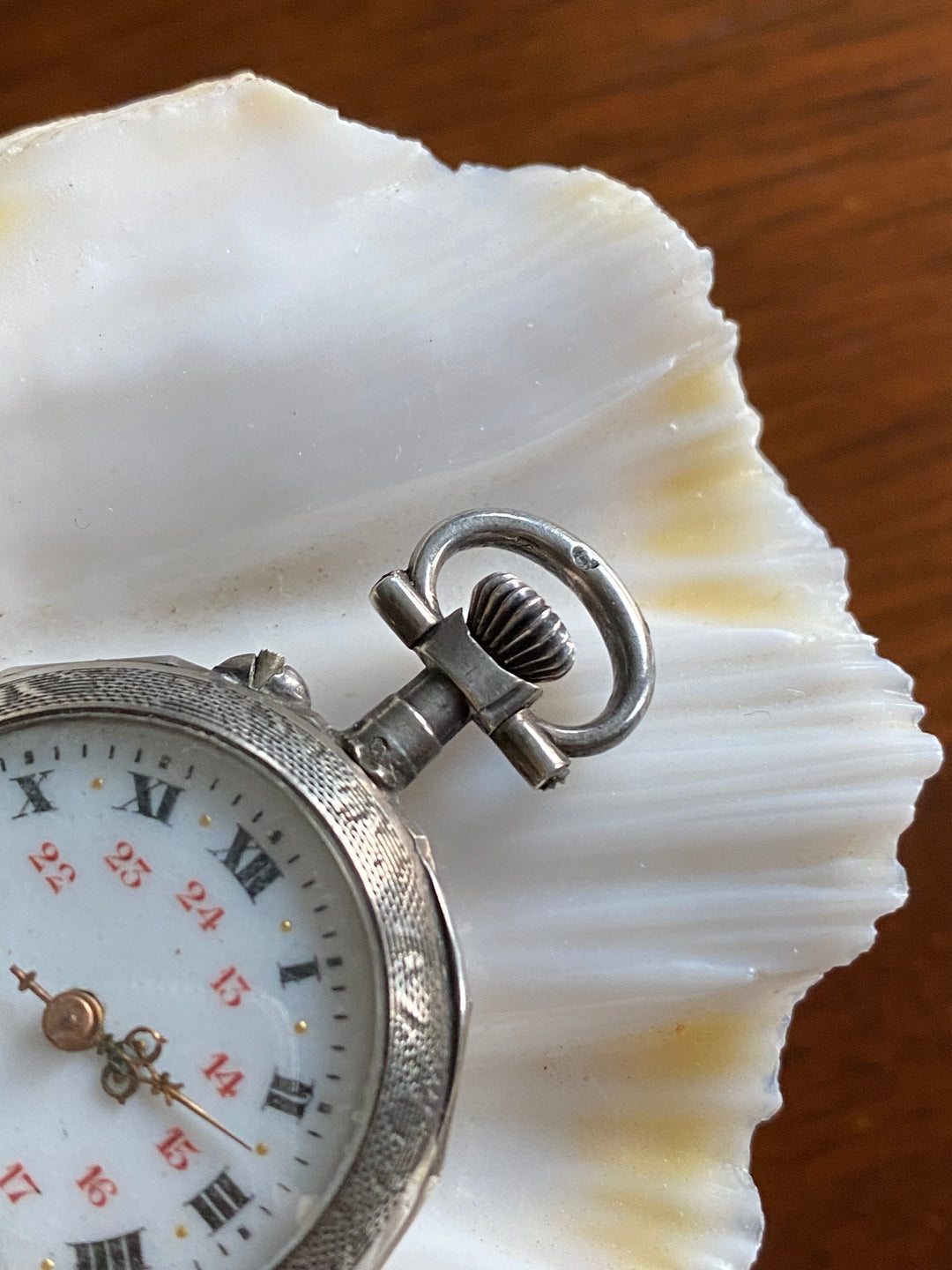 turn of the century French etched silver chatelaine ladies pocket watch