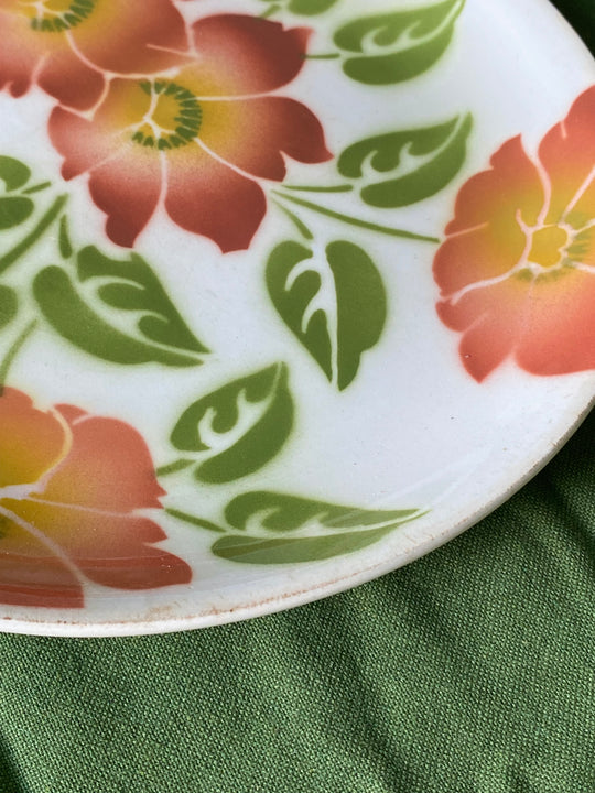 rare 1940s French Orchies faience dinner plates, set of 4