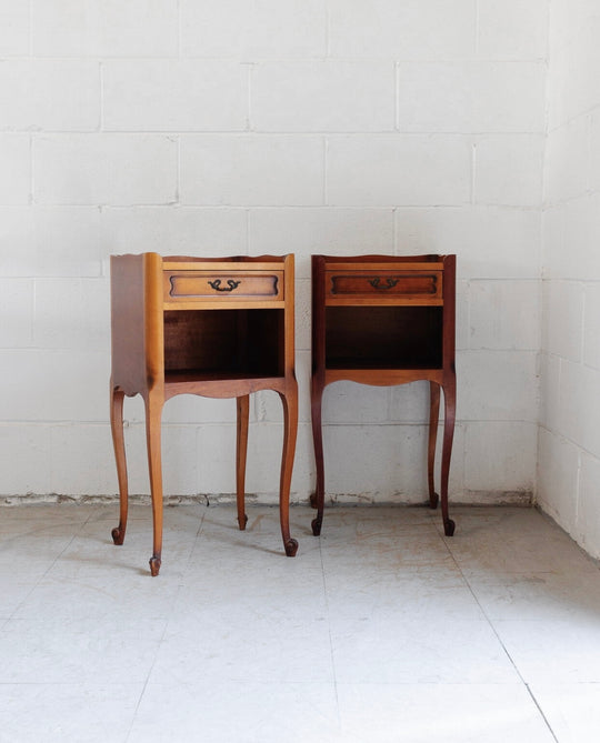 pair of midcentury French provincial nightstands