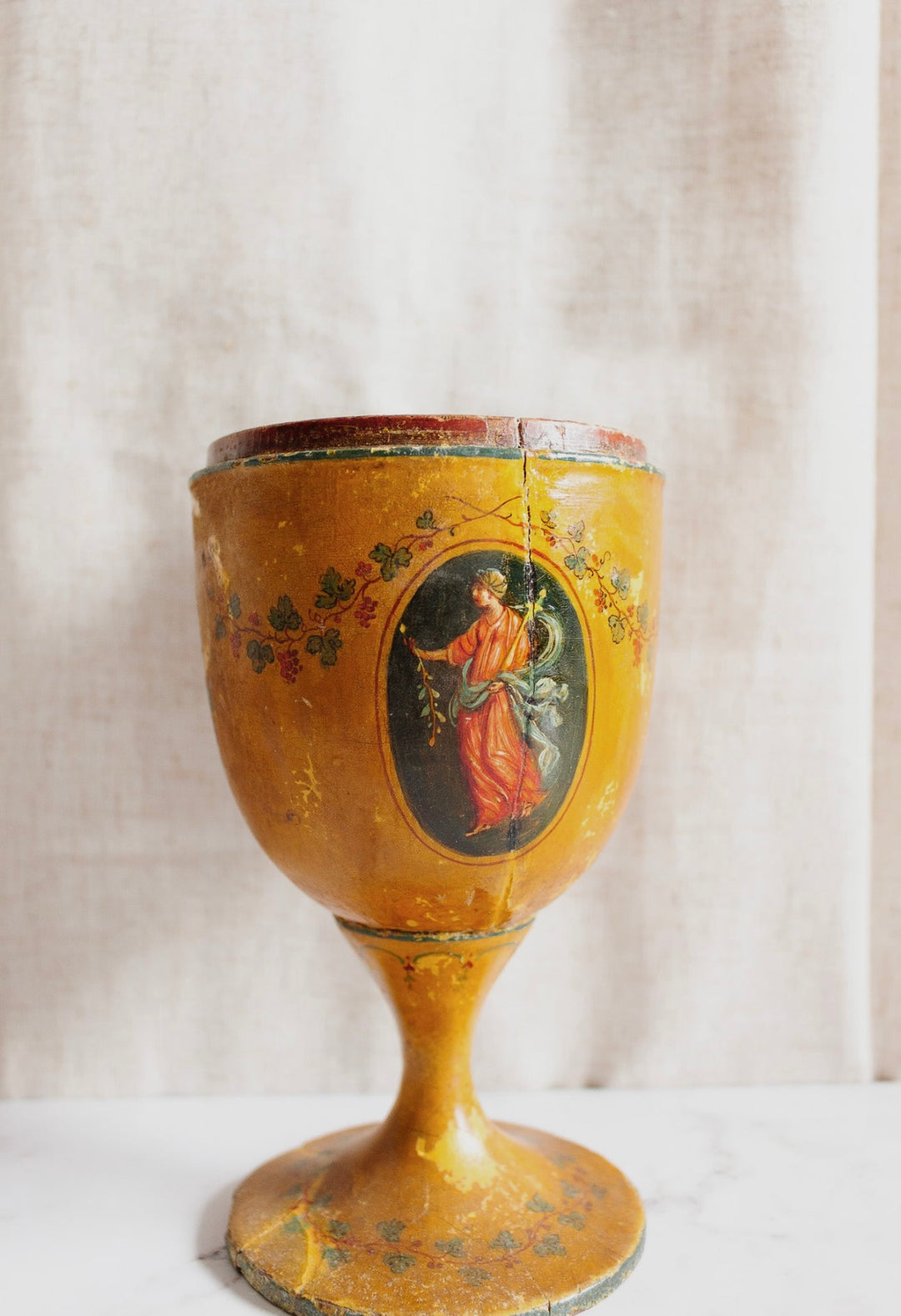 rare pair of 19th century Italian polychrome wood chalices