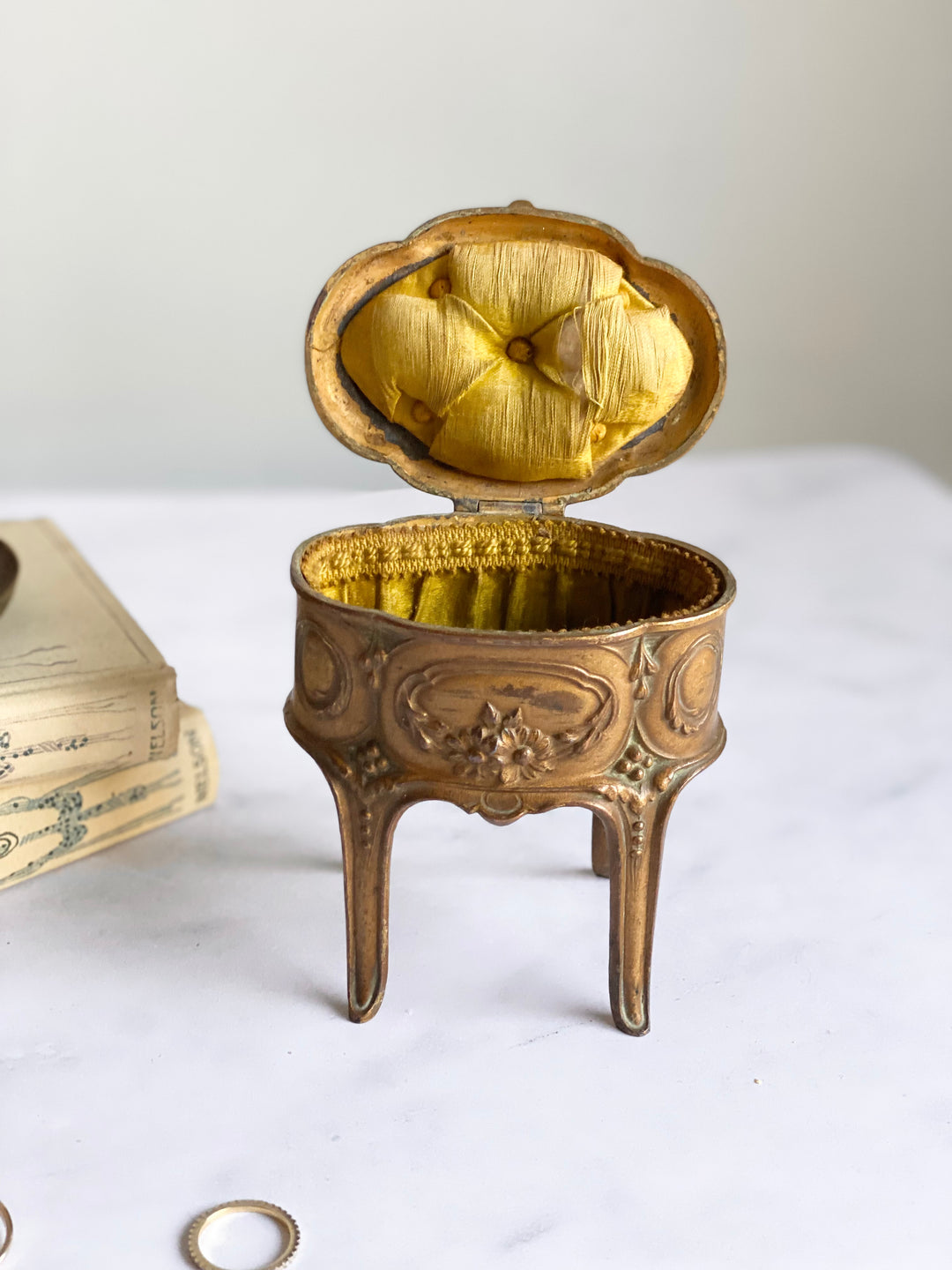 antique Napoleon III gilt ormolu bijoux casket