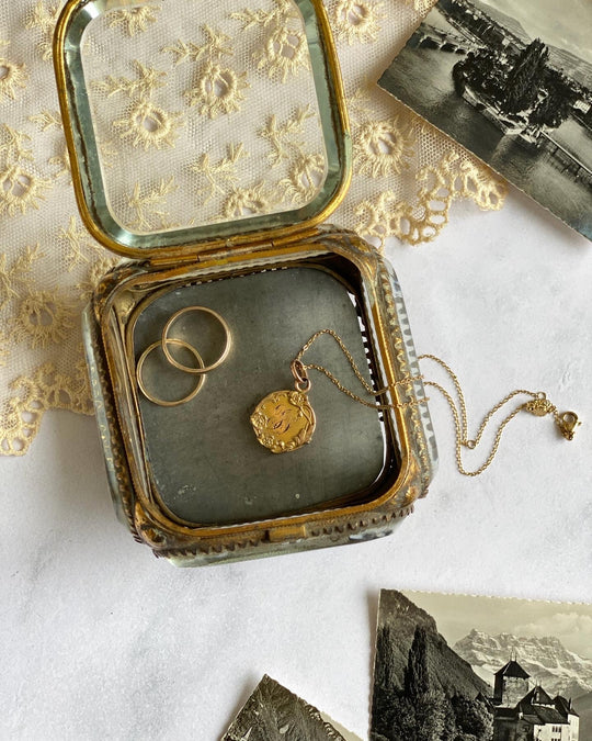 antique french beveled glass and ormolu bijoux casket, extra large