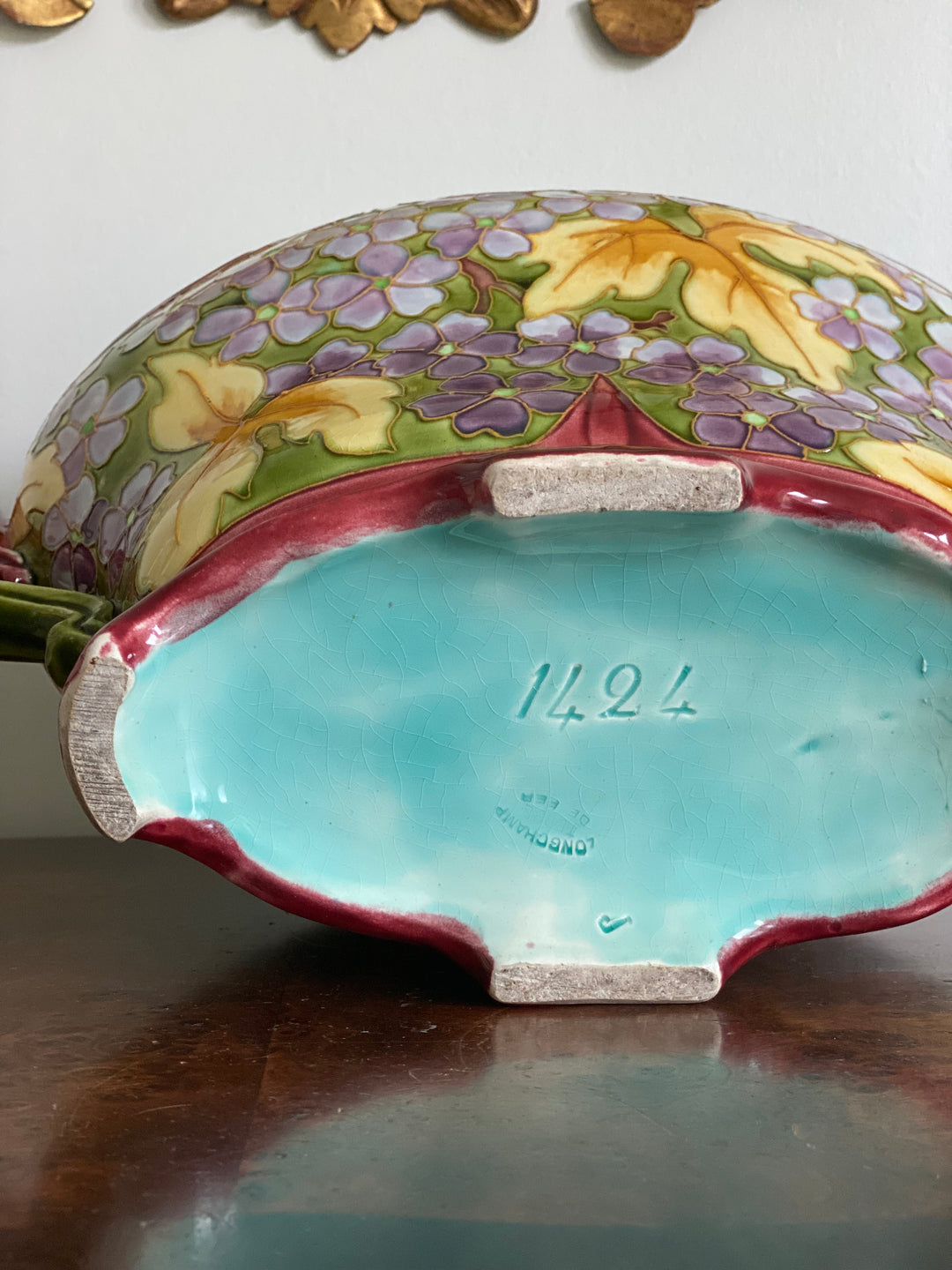 rare turn of the century Longchamp majolica jardinière