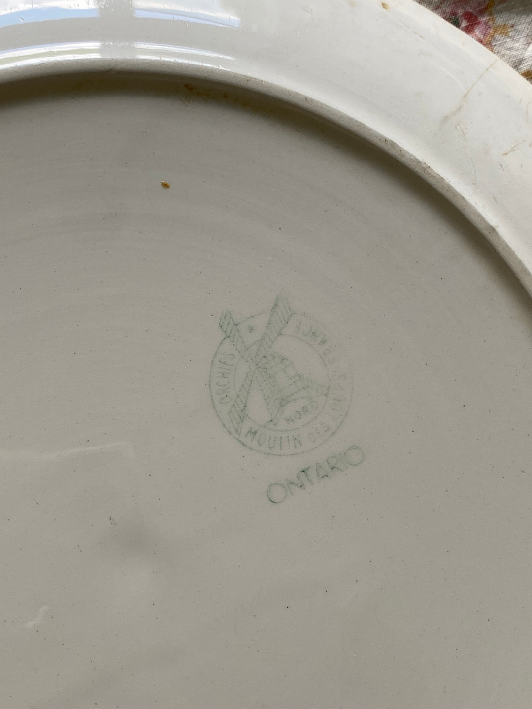 rare 1940s French Orchies faience dinner plates, set of 4