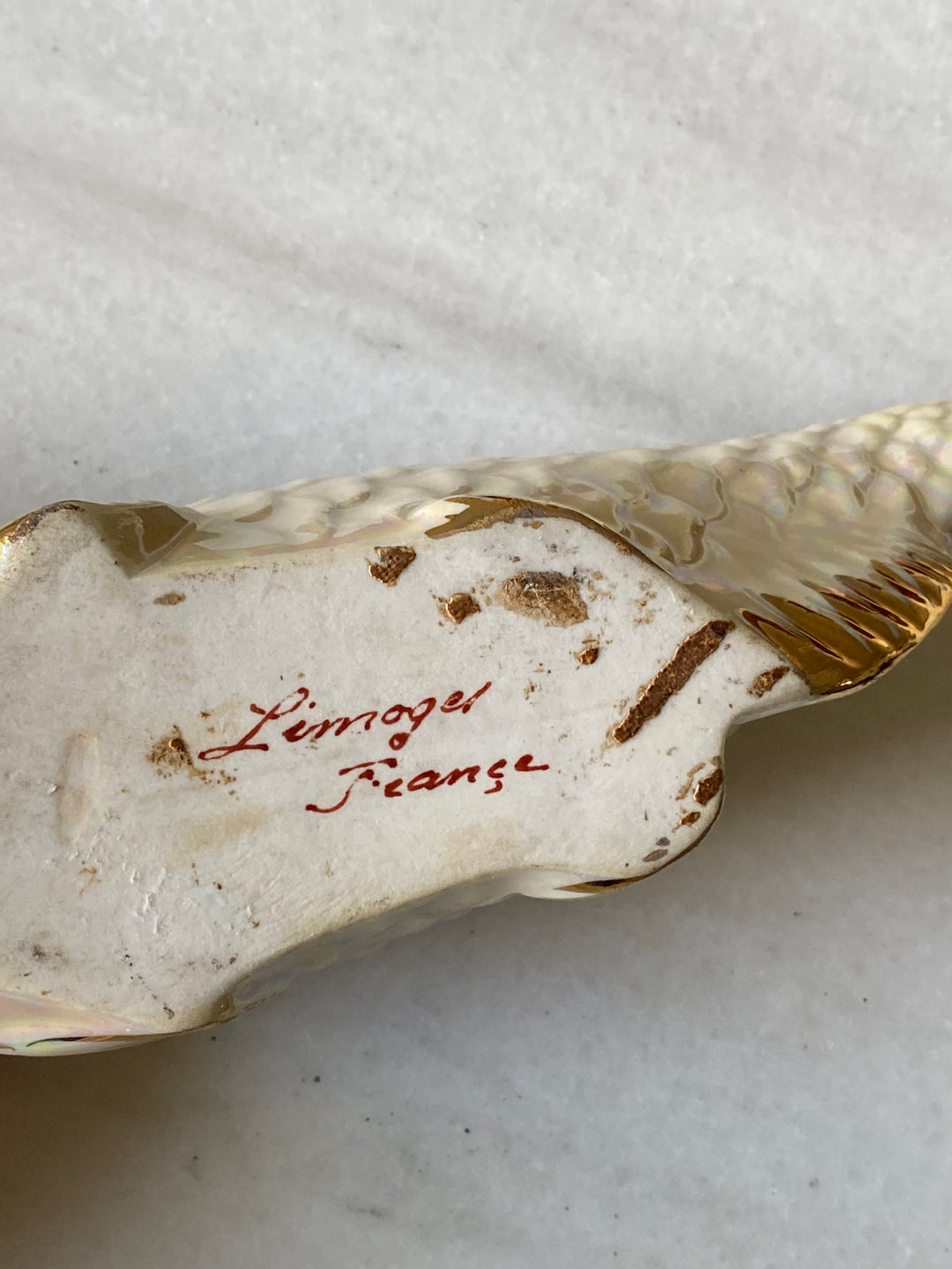 rare antique artist crafted Limoges porcelain fish jewelry box