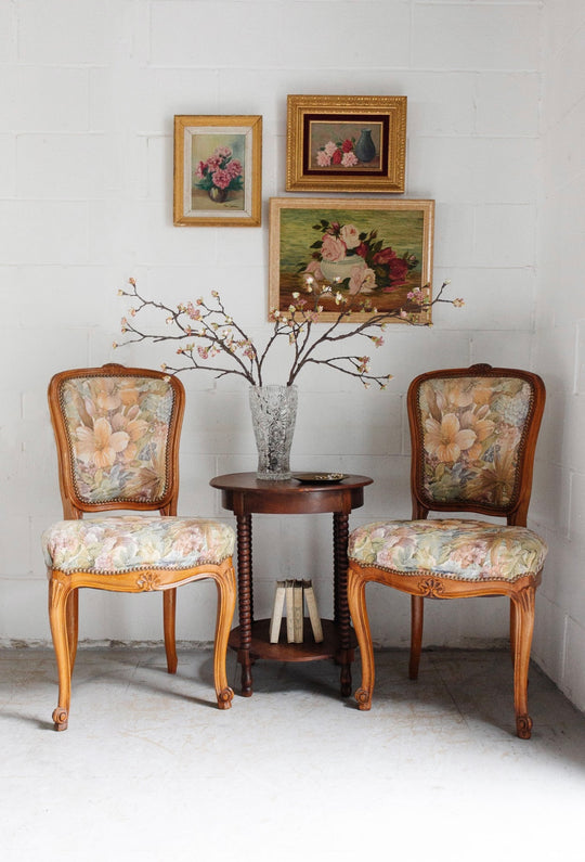 vintage French Louis XV walnut dining chair