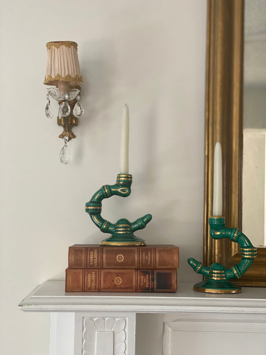 1950s French Vallauris pottery majolica lamp pair