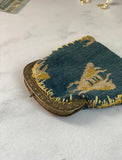 rare 19th century French silk needlepoint tapestry bee motif coin purse