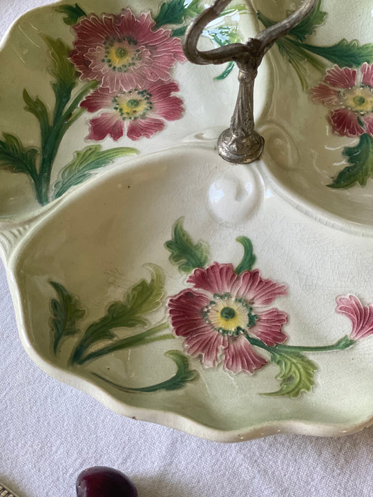 turn of the century French majolica art nouveau serving dish