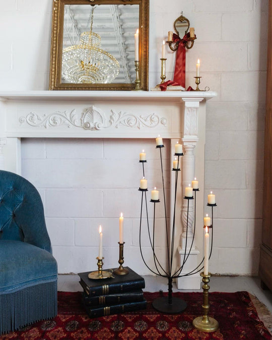 rare midcentury French brutalist 10 arm floor candelabra