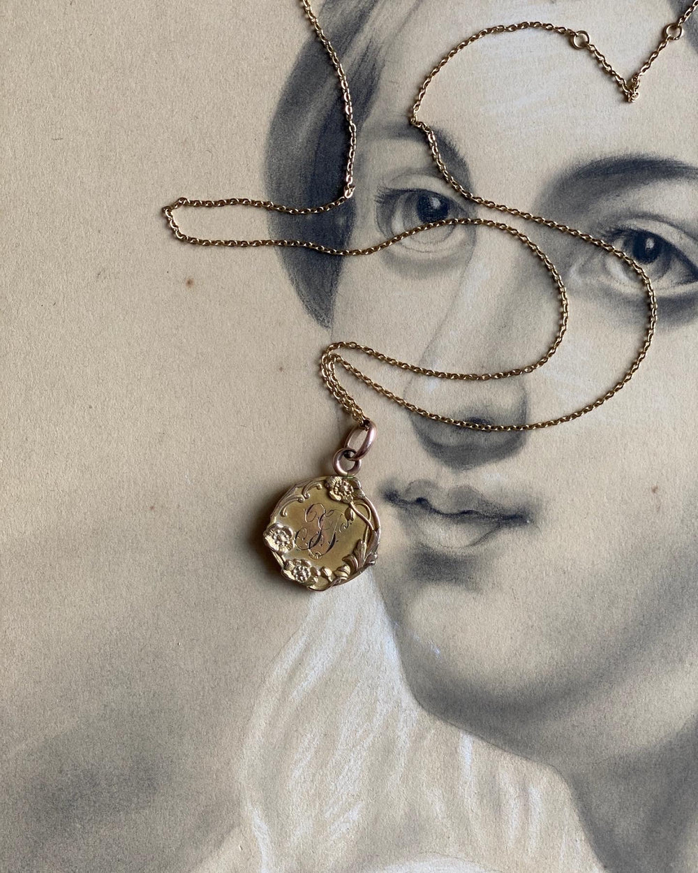 antique french Emile Dropsy gold vermeil pendant