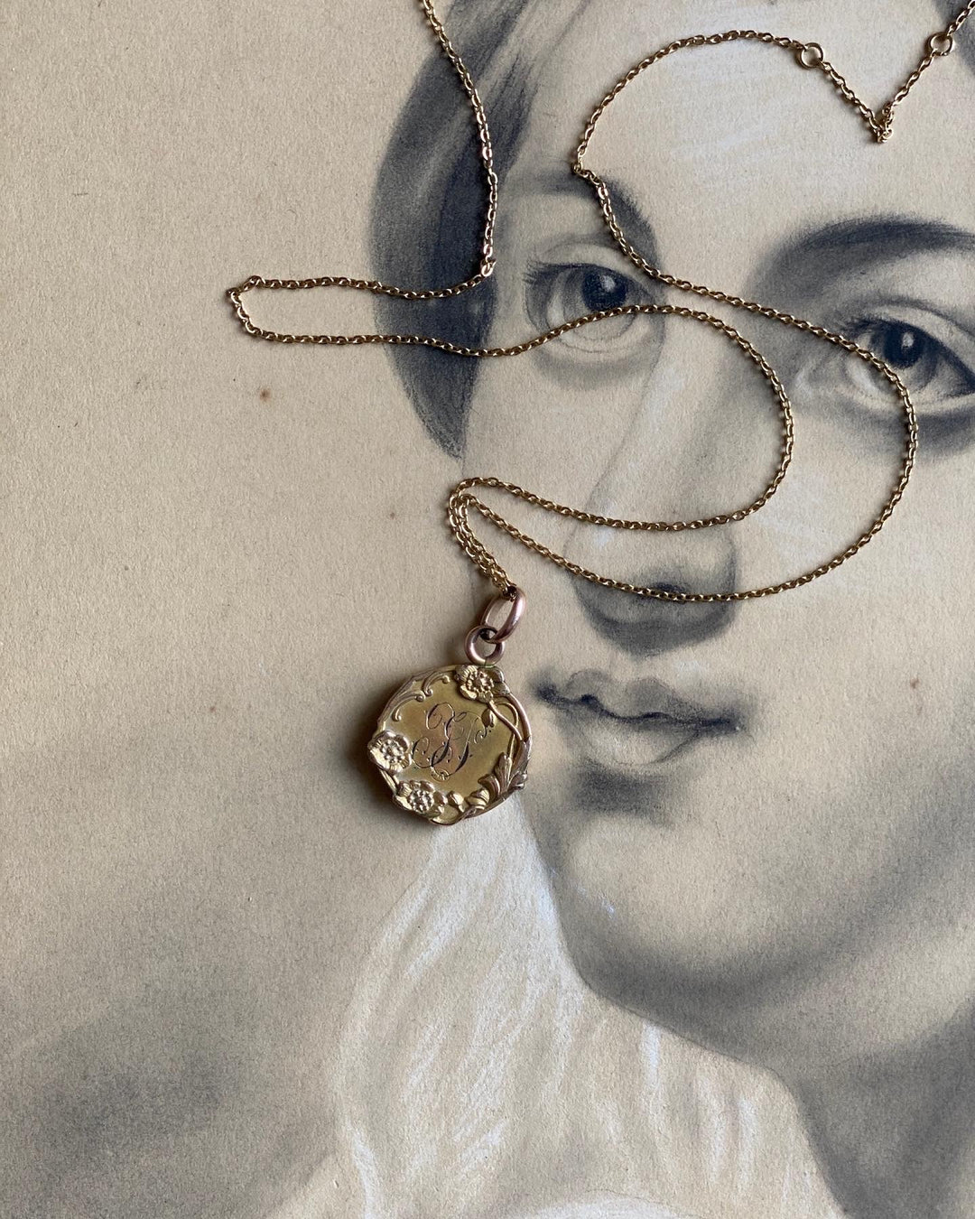 antique french Emile Dropsy gold vermeil pendant