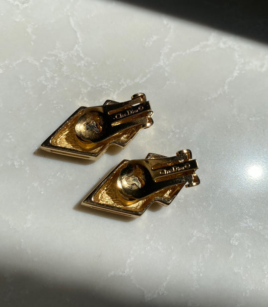 vintage 1980s Christian Dior enamel & rhinestone art deco earrings