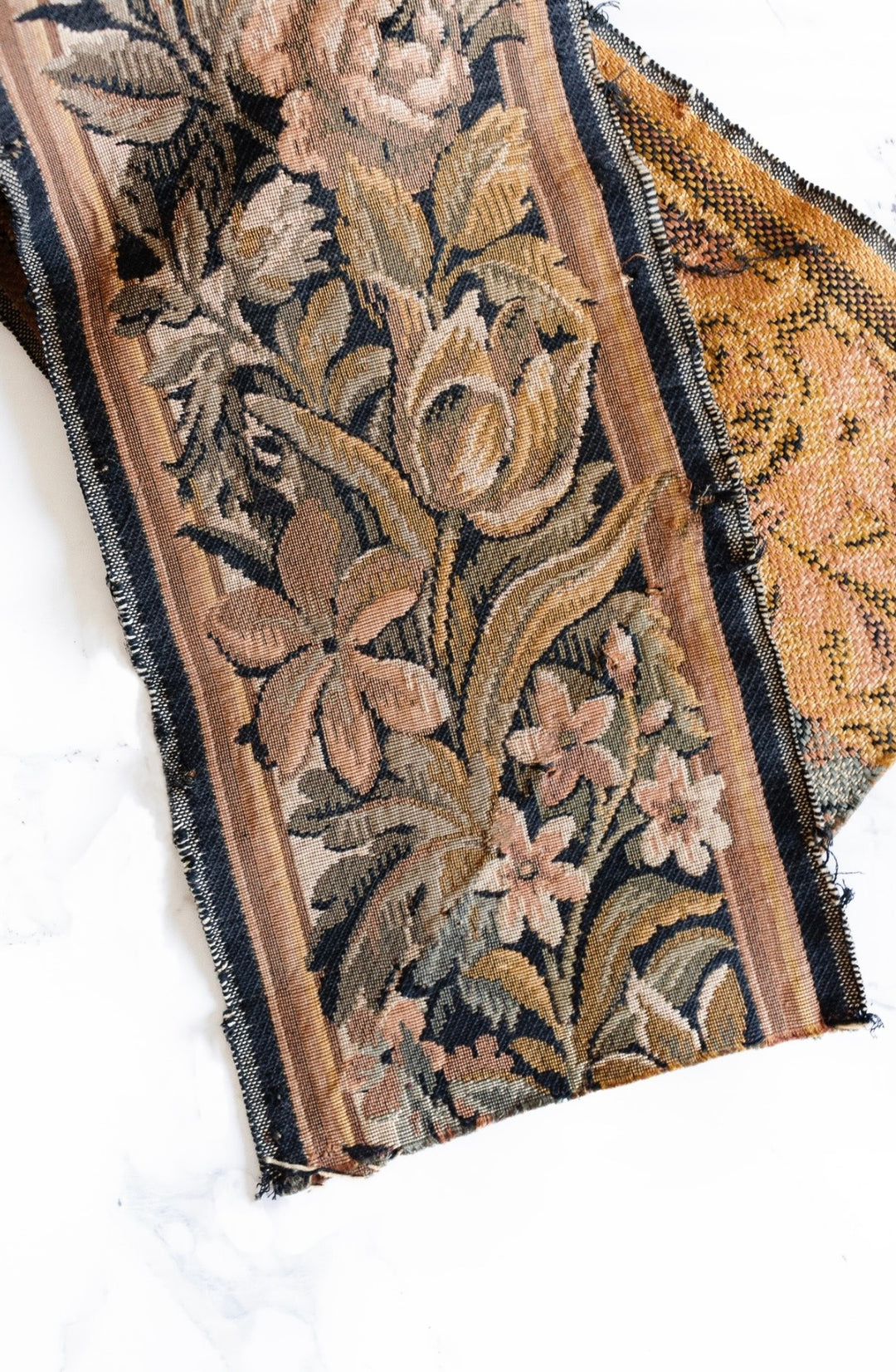 19th century French tapestry border remnant, 9 feet