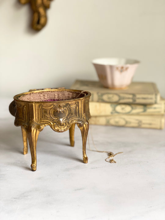 antique Napoleon III gilt ormolu bijoux casket