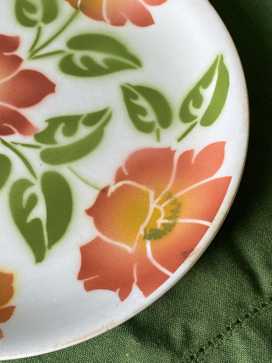 rare 1940s French Orchies faience dinner plates, set of 4