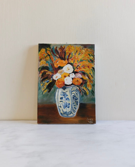 “dahlias dans un grand vase de delft”, after Cezanne