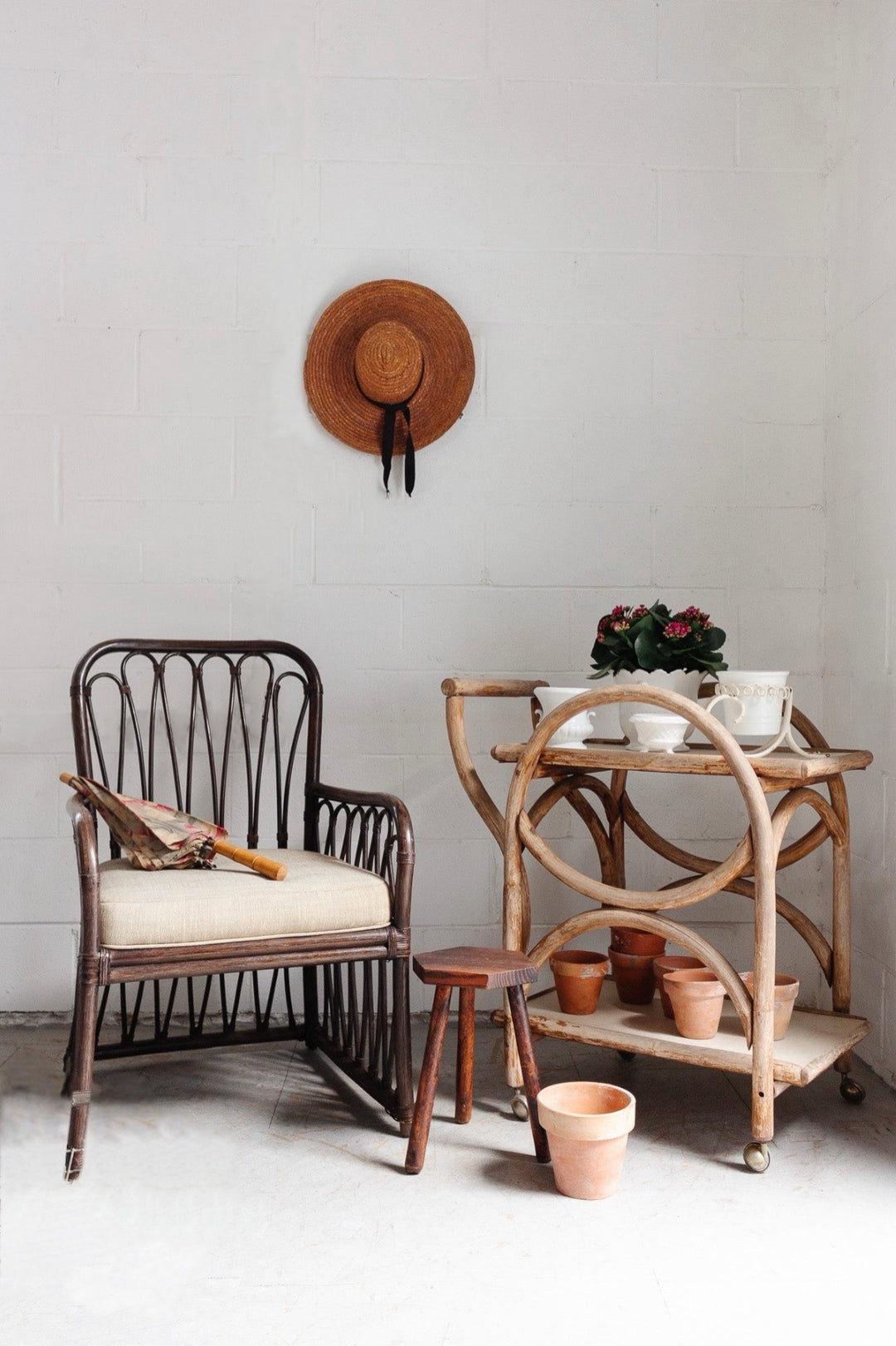 midcentury french bentwood cart