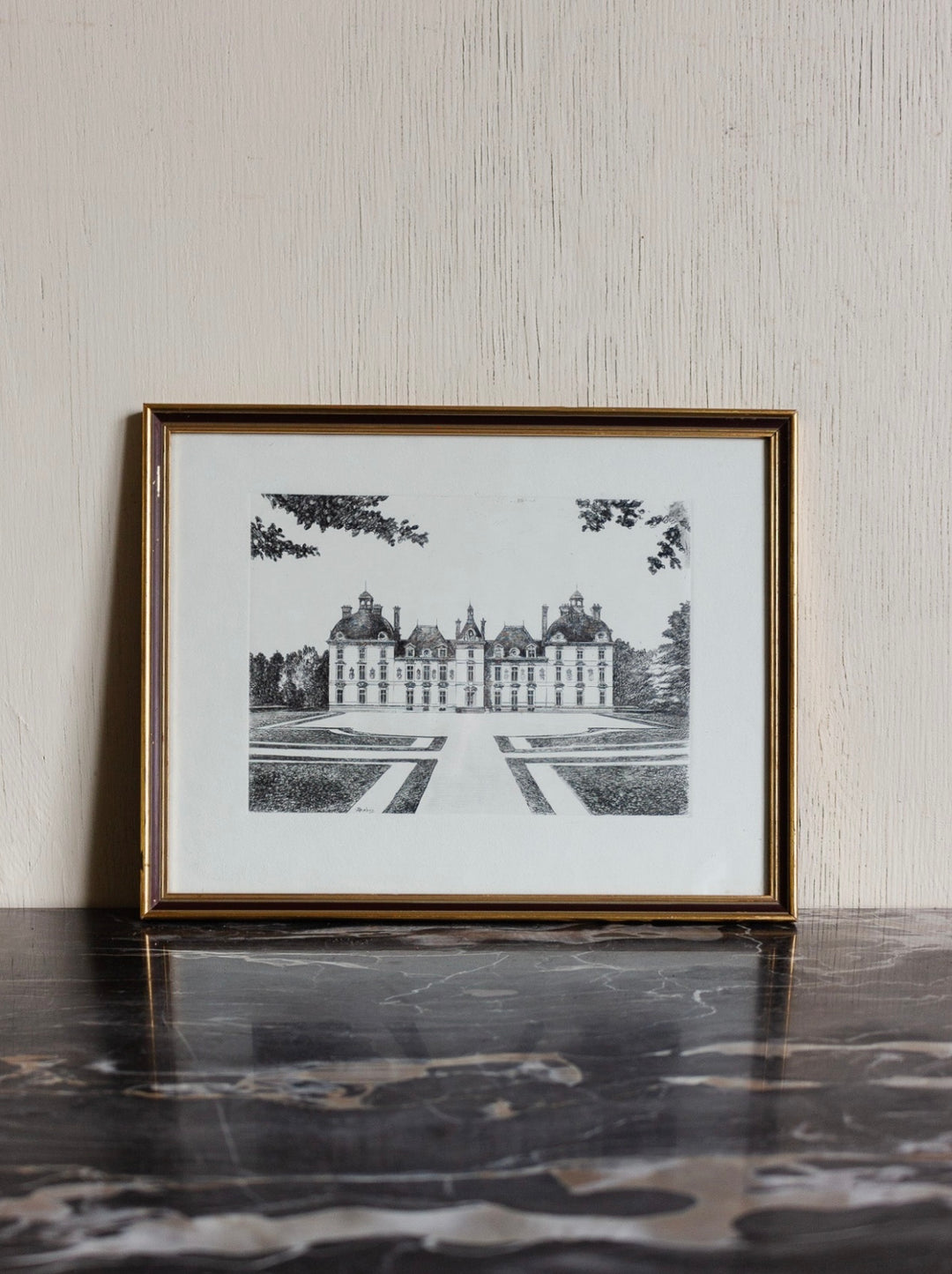 vintage french copperplate engraving in gilt frame